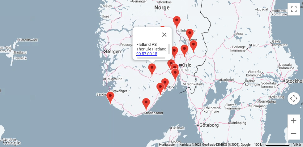 Kart over spredeentreprenører
